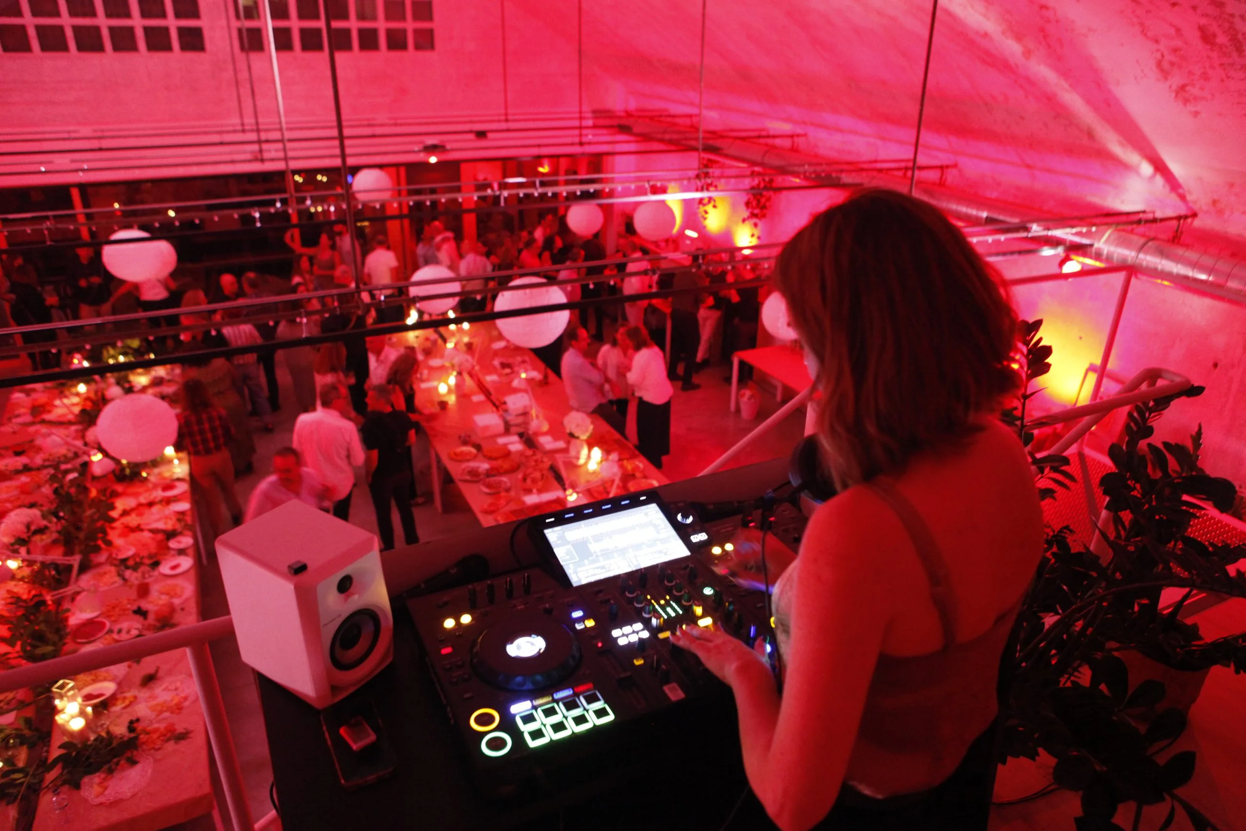 Large hall with red lighting