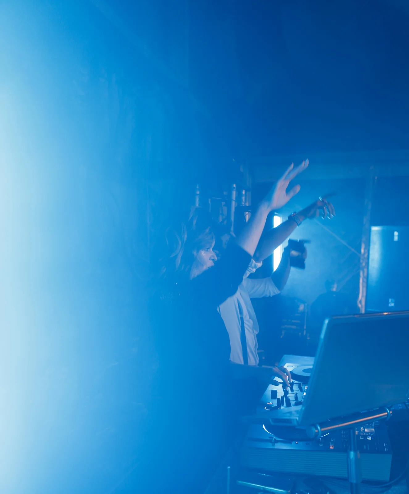 María Martín mixing — blue light