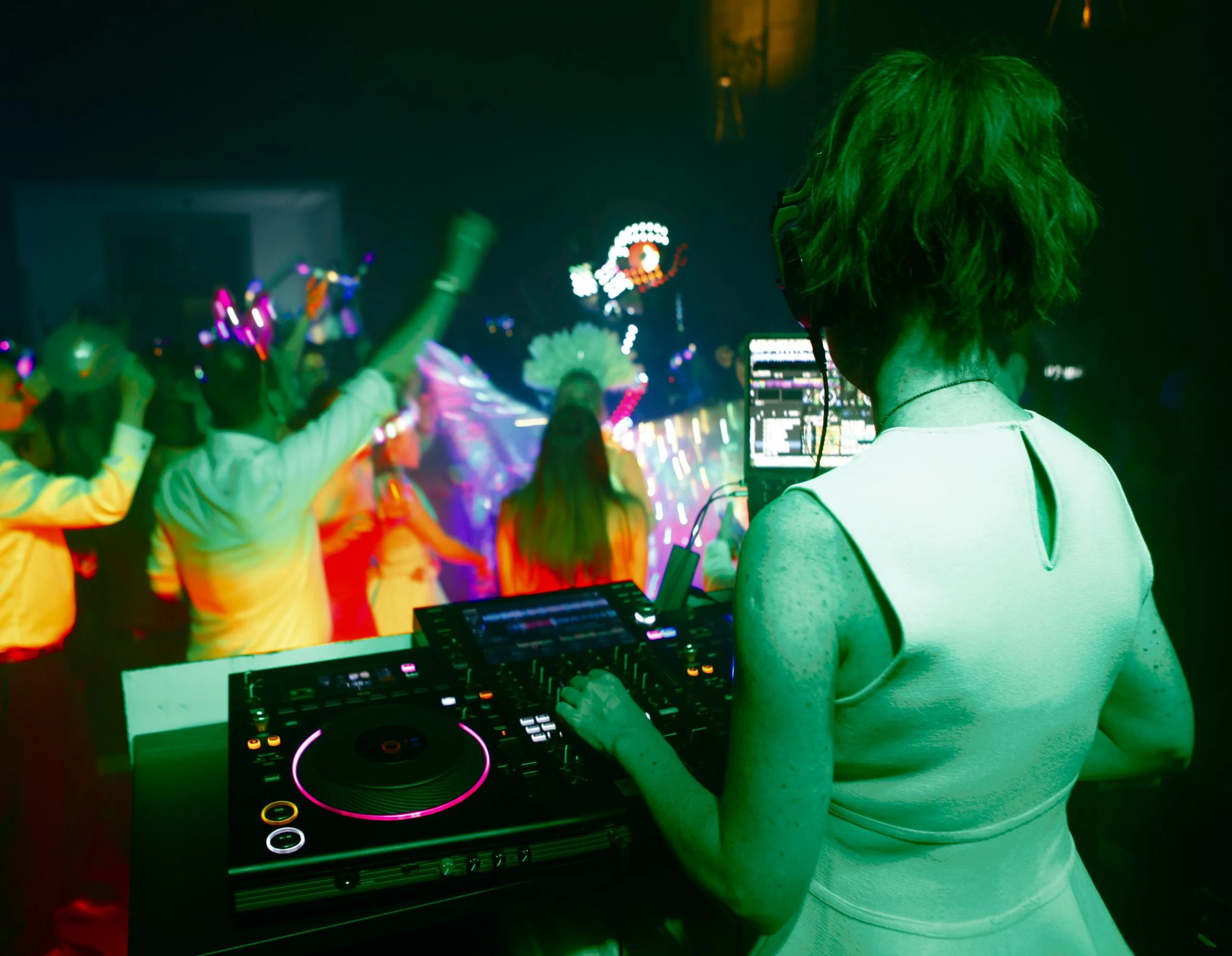 DJ María Martín playing at a private party